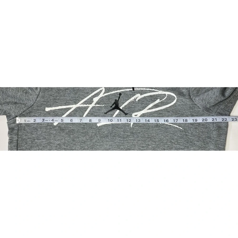 Air Jordan Therma Hoodie Men's M Gray Graphic Jump Man Pockets Fleece Pullover